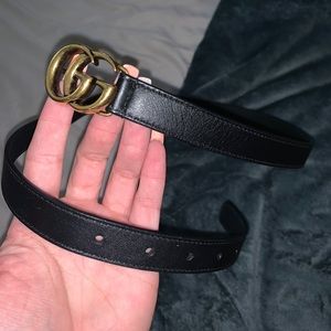 Gucci leather belt double G buckle- black size 90